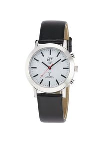 ETT, Damen, Funkuhr &raquo;Station Watch&laquo; Armbanduhr, Damenuhr, Solar, Lederarmband, schwarz, Geschmackvolle Funk-Armbanduhr f&uuml;r Damen