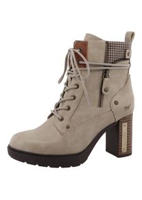 Mustang Shoes, Damen, Winterstiefelette &raquo;Nana&laquo; Schn&uuml;rstiefelette mit w&auml;rmendem Textilfutter, beige, 42, Modische Stiefelette mit neckischen Details