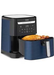 Tefal, Hei&szlig;luftfritteuse &raquo;EY8018 Easy Fry & Grill XXL, 2-in-1&laquo; 1830 W XXL-Fassungsverm&ouml;gen oder 2 separate Zonen, Flexcook-Trennwand, Blau/Schwarz,