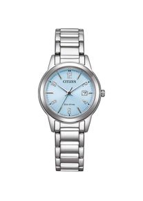 Citizen, Damen, Solaruhr Armbanduhr, Damenuhr, Edelstahlarmband, Datum, silberfarben-hellblau, Schicke Solaruhr f&uuml;r Damen