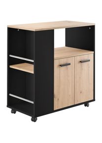 BASIC by Balculina, K&uuml;chenwagen &raquo;Bartender,Rollwagen,K&uuml;chenwagen,Servierwagen&laquo; 1 Stk. tlg. Breite 75 cm, auf 4 Rollen, diverse Ablagen, schwarz/