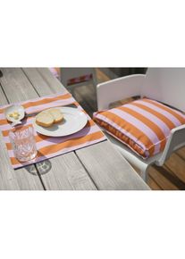 HOCK H.O.C.K., Sitzkissen, cognac flieder + gestreift, Bezug: 100% Polyacryl, B/L: 50 cm x 50 cm - 1 Stk.