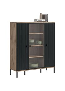 Inosign, Highboard &raquo;TREVERK, Breite: 115 cm, hochwertige MDF-Front schwarz tiefzieh&laquo; 1 Stk. tlg. Highboard, Wohnzimmer, Esszimmer, Nox Oak Nachbildung