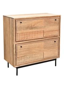 Sit, Schuhschrank 1 Stk. tlg. mit dekorativen Lamellen-Schnitzereien, Natur, Schwarz, Massivholz, Natur - B/H/T: 85 cm x 90 cm x 40 cm