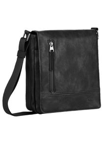 Camel Active, Herren, Umh&auml;ngetasche &raquo;Traces&laquo; aus Lederimitat, funktional mit vielen F&auml;chern & hochwertigem Gurtband, Schwarz, B/H/T: 20,5 cm x 24 cm x