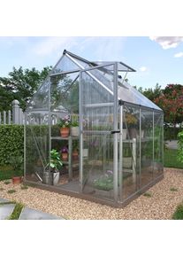 Konifera, Gew&auml;chshaus &raquo;Granada&laquo; mit Fundamentrahmen, silberfarben,