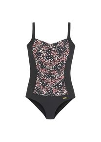 Lascana, Damen, Badeanzug &raquo;Blair&laquo; mit floralem Design und Shaping-Effekt, schwarz-bedruckt, 38 - Cup C, Mit unifarbenen Eins&auml;tzen