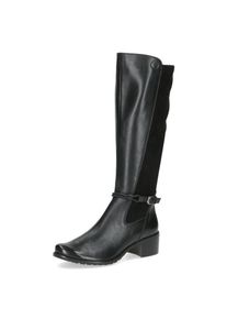 Caprice, Damen, Stiefel , Blockabsatz, Langschaftstiefel, Businessstiefel mit Flechtband, schwarz, 37,5, Schicker Langschaftstiefel in bequemer Weite