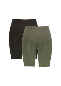bonprix, Damen, Radlerhose aus elastischem Material, taillenhoher Bund mit Gummizug, Skinny Fit, oliv+schwarz, 36/38 (S) - N-Gr, Bequemes Tragegef&uuml;hl 