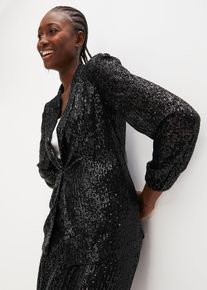 bonprix Paillettenblazer, schwarz, Gr.52, Zeitloser Pailletten-Blazer ohne Verschluss