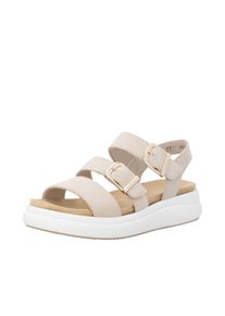 Plateausandale Remonte, Damen, Gr. 36, Textil, beige (hellbeige), Ziegenveloursleder, unifarben, Schuhe Plateausandale, Sommerschuh, Sandale mit Softfu&szlig;bett und zwei Klettverschl&uuml;ssen