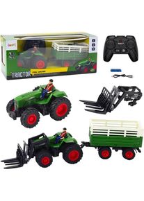 Lean Toys Ferngesteuerter RC-Traktor mit Anh&auml;nger