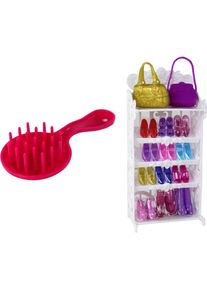 Lean Toys Lucy-Puppe, rosa Glitzerkleid + Schuhe