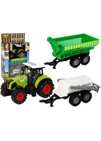 Lean Toys Traktor mit Anh&auml;nger und Tankwagen