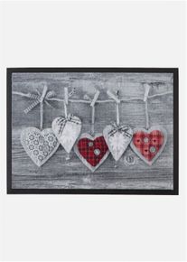 Paillasson motif c&oelig;urs - gris - taille 59x179 cm - bonprix