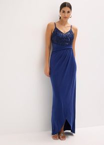 Robe de soir&eacute;e avec dentelle et sequins brod&eacute;s - bleu - taille 48 - bonprix