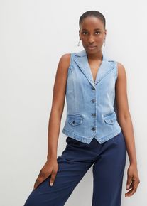 Gilet sans manches en jean extensible - bleu - taille 38 avec coton - bonprix