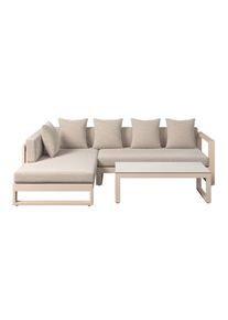Amatio Loungegarnitur, Beige, Metall, Glas, Textil, 3-teilig, F&uuml;llung: Schaumstoff,Schaumstoff,Polyester, L-Form, 248x180 cm, Bsci, Tisch mit Glasplatte, Gartenm&ouml;bel, Loungem&ouml;bel, Loungegarnituren