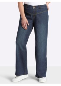 sheego Dames Jeans met doorlopend wijde pijpen in dark-blue ,maat 44, Witt, 99% Katoen, 1% Elastan