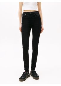 Skinny-fit-Jeans Tommy Jeans "NORA MD SKN", Damen, Gr. 30, L&auml;nge 30, schwarz (denim schwarz), Denim/Jeans, Obermaterial: 90% Baumwolle, 8% Elastomultiester, 2% Elasthan, unifarben, skinny fit lang, Jeans Skinny-fit-Jeans, mit Stretchanteil, Mid Rise