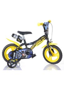 Kinderfahrrad DINO BIKES "12" Batman stabiler Stahl-Rahmen, St&uuml;tzr&auml;der, kindgerecht" Gr. 21, schwarz, Fahrr&auml;der, Kinder, 21cm, 12 Zoll (30,48cm), Kinderfahrrad, mit St&uuml;tzr&auml;dern, Trinkflasche und Frontschild