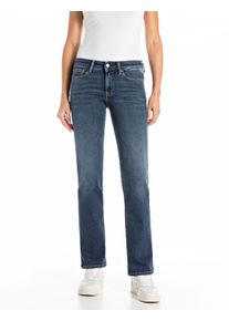 Bootcut-Jeans Replay "NEW LUZ", Damen, Gr. 29, L&auml;nge 30, blau (dunkelblau 805), Denim/Jeans, Obermaterial: 83% Baumwolle, 10% Modal, 4% Elastomultiester, 3% Elasthan, bootcut fit lang, Jeans Bootcut-Jeans, mit gesticktem R an der Ges&auml;&szlig;tasche