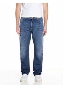Straight-Jeans Replay "Aideen", Herren, Gr. 30, L&auml;nge 32, blau (dunkelblau), Denim/Jeans, Obermaterial: 99% Baumwolle, 1% Elasthan, straight fit lang, Jeans Straight-Jeans, im 5-Pocket-Stil