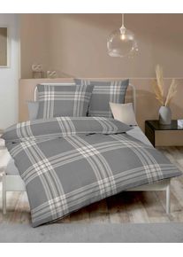 Bettw&auml;sche Kaeppel "Pure", grau (anthrazit), B/L: 135cm x 200cm, Edel-K&ouml;per-Flanell, B/L: 80cm x 80cm, 2 Stk., Edel-K&ouml;per-Flanell, Obermaterial: 100% Baumwolle, Bettw&auml;sche, Bettw&auml;sche