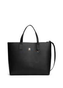 Satchel Tommy Hilfiger "TH ICON SATCHEL", Damen, Gr. B/H/T: 39cm x 29cm x 15cm, schwarz, Lederimitat, Taschen Satchel, Damen Umh&auml;ngetasche, Tragetasche, Shopper mit TH-Logo
