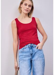 Tanktop Street One "Style Anni", Damen, Gr. 34, salsa rot, Jersey, Obermaterial: 48% Baumwolle, 48% Modal, 4% Elasthan, unifarben, regular fit taillenlang, Rundhals, Tops Tanktop, mit Stretchanteil