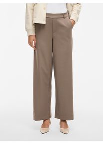 Anzughose Vila "VIVARONE HW WIDE PANT - NOOS", Damen, Gr. 36, N-Gr, gr&uuml;n (falcon), Milano Rib, Obermaterial: 66% Polyester, 28% Viskose, 6% Elasthan, unifarben, relaxed fit kn&ouml;chellang, Hosen Anzughose, Materialmix, slim fit