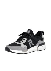 Slip-On Sneaker RIEKER SPORT, Damen, Gr. 45, schwarz, grau, Leder, Textil, Schuhe Slip-On Sneaker, Schlupfschuh, Sportschuh, Freizeitsneaker mit Memory-Foam Innensohle