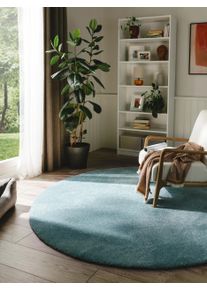 benuta nest Pest&auml;v&auml; p&ouml;rr&ouml;matto Melvin Turkoosi &oslash; 200 cm Turkoosi Yksiv&auml;rinen