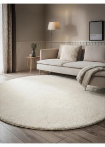 benuta nest Py&ouml;re&auml; p&ouml;rr&ouml;matto Soda Valkoinen &oslash; 120 cm Valkoinen Yksiv&auml;rinen