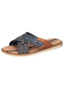 Pantolette Lerros, Herren, Gr. 46, braun (navy kombiniert), Lederimitat, Schuhe Pantolette, Sommerschuh, Strandschuh, Schlappen zum Schlupfen
