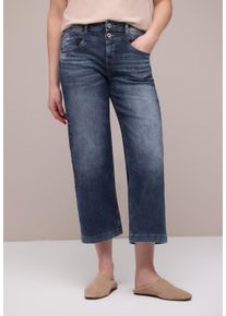 7/8-Jeans Street One "Style Emee", Damen, Gr. 31, L&auml;nge 26, blau (dunkelblau wash), Denim/Jeans, Obermaterial: 78% Baumwolle, 21% Polyester, 1% Elasthan, unifarben, loose fit 7/8-L&auml;nge, Jeans 7/8-Jeans, im Loose Fit und mit hohem Bund und Stretch
