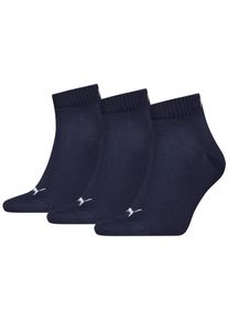 Kurzsocken Puma "Puma UNISEX QUARTER PLAIN 3P", Damen, Gr. 43-46, blau (navy), Baumwollmischung, elastisch, Socken Kurzsocken, Atmungsaktiv, Rippenb&uuml;ndchen, weiche Baumwollmischung, Topseller
