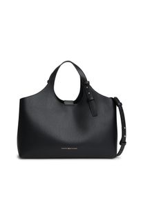 Satchel Tommy Hilfiger "TH LOGO SATCHEL", Damen, Gr. B/H/T: 35cm x 24cm x 15cm, schwarz, Lederimitat, Taschen Satchel, Damen Tragetasche, Umh&auml;ngetasche, Shopper mit Logoschriftzug