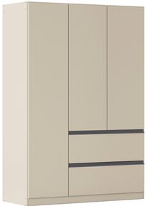 Dreht&uuml;renschrank Rauch "Kleiderschrank Schrank Garderobe COSTA in den Breiten 91/136/181 cm", beige (champagner), eingriffe graumetallic, B:136cm H:197cm T:54cm, Holzwerkstoff, Schr&auml;nke, Dreht&uuml;renschrank, viel Platz, grifflose Front und Push-to-Open Funktion MADE IN GERMANY