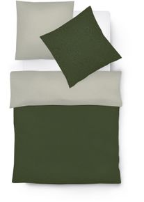 Wendebettw&auml;sche Fleuresse "Lech W 4158", gr&uuml;n (olive, silber), B/L: 200cm x 200cm, 1 Stk., 2 Stk., Flanell, B/L: 80cm x 80cm & 80cm x 80cm, 3 Stk., Flanell, Obermaterial: 100% Baumwolle, Bettw&auml;sche, Wendebettw&auml;sche, Edelflanell, Baumwolle, in Gr. 135x200, 155x220, 200x200cm