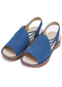 Riemchensandale Ara "HAWAII", Damen, Gr. 35, jeansblau, Textil, unifarben, Basic, Schuhe Riemchensandale, Keilabsatz, Sandalette mit Gummiz&uuml;gen, in Schuhweite G (= weit)