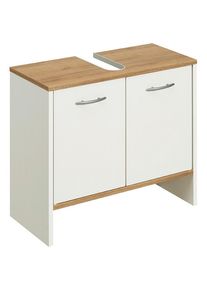 CARRYHOME Waschbeckenunterschrank, Wei&szlig;, Eichefarben, Kunststoff, 62x54x28 cm, Made in Germany, stehend, Badezimmer, Badm&ouml;bel, Waschbeckenunterschr&auml;nke