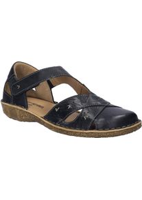 Sandale Josef Seibel "Rosalie 03", Damen, Gr. 41, schwarz, Leder, Schuhe Sandale, Komfortschuh, Halbschuh mit Blumenpr&auml;gung in der Laufsohle, G-Weite