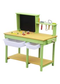 James Wood , Naturfarben, Hellblau, Hellgr&uuml;n , Holz , Tanne , massiv , 79.1x80x37 cm , Spielwaren, Spielzeug, Kinderk&uuml;chen & Werkb&auml;nke