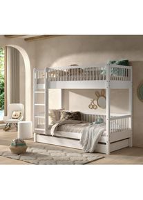 Vipack , Wei&szlig; , Holz , Buche,Buche , massiv,massiv , 90x200 cm , Kinder- & Jugendzimmer, Kinderbetten, Hoch- & Stockbetten, Stockbetten