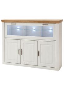 Livetastic , Eichefarben, Pinienfarben , Glas, Holzwerkstoff , 6 F&auml;cher , 163x123x40 cm , Typenauswahl, Beim&ouml;bel erh&auml;ltlich , Kleinm&ouml;bel, Kommoden, Highboards