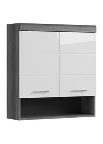 Mid.you , Anthrazit, Grau, Wei&szlig; Hochglanz , Holzwerkstoff , 2 F&auml;cher , 74x79x24 cm , FSC MIX , h&auml;ngend , Badezimmer, Badezimmerm&ouml;bel, Badezimmerschr&auml;nke, H&auml;ngeschr&auml;nke Bad