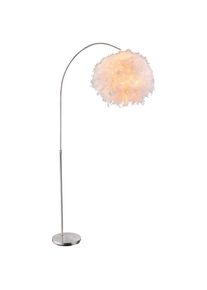 Globo , Nickelfarben , Textil , rund , 45x196x96 cm , CE , Wippschalter , Beleuchtung, Innenleuchten, Stehleuchten, Bogenlampen
