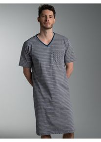 Pyjama TRIGEMA "TRIGEMA Nachthemd mit modischem Allover-Muster", Herren, Gr. L, night, blau, Single Jersey, 100% Baumwolle, Homewear-Sets Pyjama