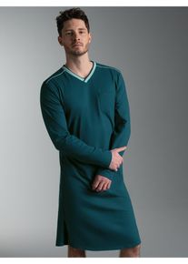 Pyjama TRIGEMA "TRIGEMA Nachthemd aus Biobaumwolle", Herren, Gr. XXL, saphir, Single Jersey, 100% Baumwolle (Bio-Baumwolle kbA), Basic, V-Ausschnitt, Homewear-Sets Pyjama